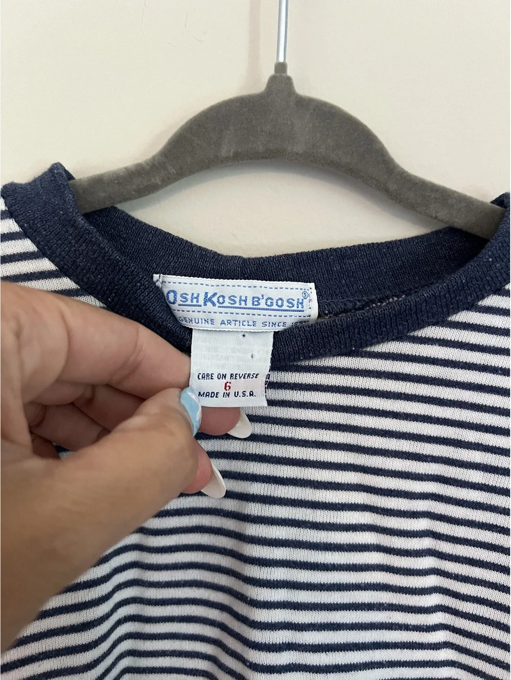 Vintage OshKosh Boys Blue White Striped Long Sleeve Shirt